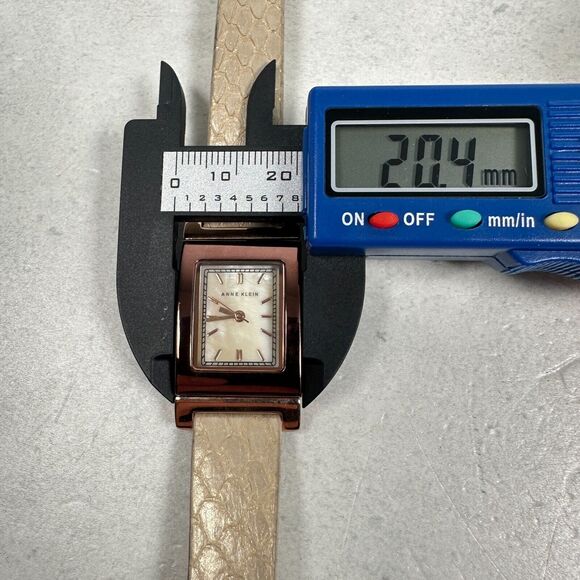 Anne Klein Watch Womens 20mm Rectangle Brown Bronze Tone MOP Dial New Battery - Picture 11 of 12